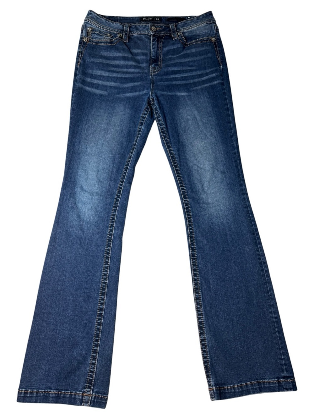 Miss Me Size 33 Bootcut Jeans Dark Wash Stretch Western